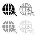 Earth ball and arrow Global web internet concept Sphere and arrow Website symbol icon outline set black grey color vector