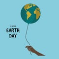 Hand Holding Earth Globe as Balloon Vector Illustration Royalty Free Stock Photo