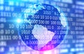 Earth in binary code, double exposure global net Royalty Free Stock Photo