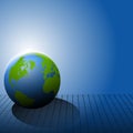 Earth on Blue Grid Background