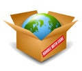 Earth in Box Handle With Care Royalty Free Stock Photo