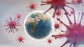 Earth with bubble shield surrounded by the virus, protect the world from Covid 19 concept. Royalty Free Stock Photo