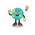 earth cartoon with get an idea pose Royalty Free Stock Photo