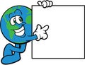 Earth Cartoon Mascot Pointing To A Message Royalty Free Stock Photo