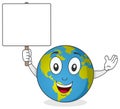 Earth Character Holding Blank Sign