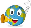 Earth Character Holding a Megaphone