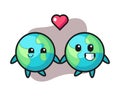 Earth couple cartoon fall in love