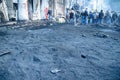 Earth covered with ashes of fires in Kyiv