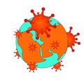 Earth covid. Coronavirus vaccine vector banner background