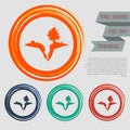 Earth crack, split in icon on the red, blue, green, orange buttons for your website and design with space text.
