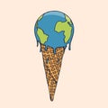 Earth Cream Cone Save The Planet Poster Concept Royalty Free Stock Photo