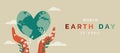 earth day concept with human hands holding heart shape planet