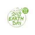 Earth Day. April 22. 2018. Round green template.