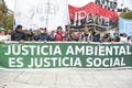 Earth Day in Argentina. Banner: Environmental justice is social justice