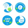 Earth Day badges set isolated