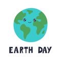 Earth Day banner, cute happy smiling planet poster for 22 April Royalty Free Stock Photo