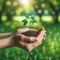 Earth Day campaign, hands, soil, AI Royalty Free Stock Photo