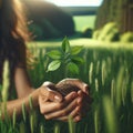 Earth Day campaign, hands, soil, AI Royalty Free Stock Photo