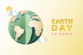 Earth day concept.3d paper art of eco friendly design.Save the world with ecology and environment conservation concept.Vector