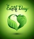 Earth Day concept illustration. Leaf in a heart shape. Royalty Free Stock Photo