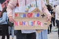 Earth Day demonstration in Argentina, poster against global warming