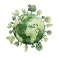 Earth day design of watercolor tree and world on white background vector illustration Royalty Free Stock Photo