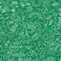 Earth day doodles seamless pattern background. hand drawn of Earth day, Ecology , go green, clean power doodle set isolated Royalty Free Stock Photo