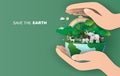 Earth Day. Eco friendly concept. Earth day concept. World environment day background. Save the earth with hand. Happy Eco Poster Royalty Free Stock Photo