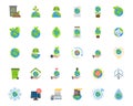 Earth Day Ecology and Environment Icon set. Nature Renewable Energy Icons. Eco Friendly Outline Vector Icon Sign Royalty Free Stock Photo