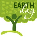 Earth Day greeting with abstract tree as human figure