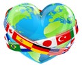 Earth Day Heart With Flags Royalty Free Stock Photo