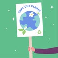 Earth Day illustration hand draw. Save our planet protest action. Eco friendly conception Royalty Free Stock Photo