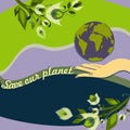 Save our planet. International Mother Earth Day conceptual vector illustration Royalty Free Stock Photo