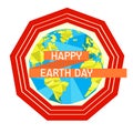 Earth day label with a polygonal planet Royalty Free Stock Photo