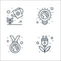 earth day line icons. linear set. quality vector line set such as eco friendly, medal, ecologic light bulb