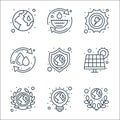 earth day line icons. linear set. quality vector line set such as earth day, ecologic light bulb, earth day, power solar, save the