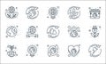 Earth day line icons. linear set. quality vector line set such as recycling, nature, ecosystem, save the world, ecologic light