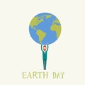 Earth Day Man Hold Globe World Royalty Free Stock Photo