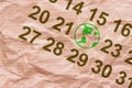 Earth day marked on the calendar