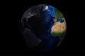 Earth, day and night lights. Change of night and day. Morning in Europe - night in America. Map for Earth 3d reconstruction is Royalty Free Stock Photo