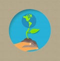 Earth day paper cut world nature concept Royalty Free Stock Photo