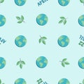 Earth day pattern.International Mother Earth Day, April 22. Seamless vector ecology illustration with planet Earth Royalty Free Stock Photo