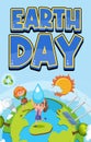 Earth day poster design in cartoon style Royalty Free Stock Photo