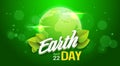 Earth Day Poster Design On Green Backgrorund Happy Holiday Greeting Card Planet Protection Concept Royalty Free Stock Photo