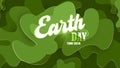 Earth Day poster with a green background, liquid shape, and elements. Flyers, cover, and banner design. Vector illustration. Royalty Free Stock Photo