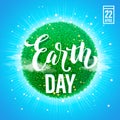 Earth Day poster. Vector illustration of green planet eco Royalty Free Stock Photo