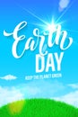 Earth Day poster. Vector illustration of green planet eco. Royalty Free Stock Photo