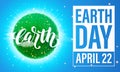 Earth Day poster. Vector illustration of green planet eco. Royalty Free Stock Photo