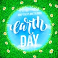 Earth Day poster. Vector illustration of green planet eco. Royalty Free Stock Photo