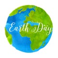 Earth day poster with watercolor paint texture Royalty Free Stock Photo